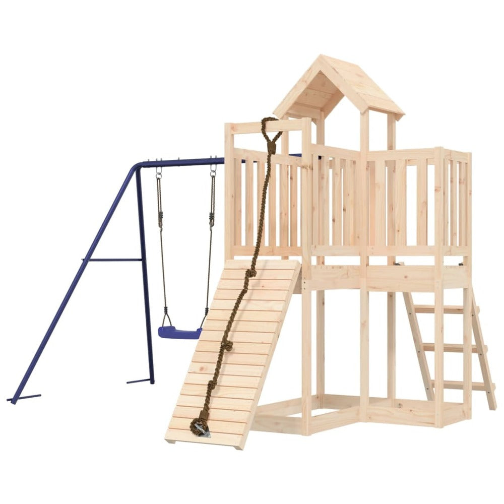VIDAXL Maisonnette De Jeu Avec Mur D'escalade Balançoire Bois De Pin