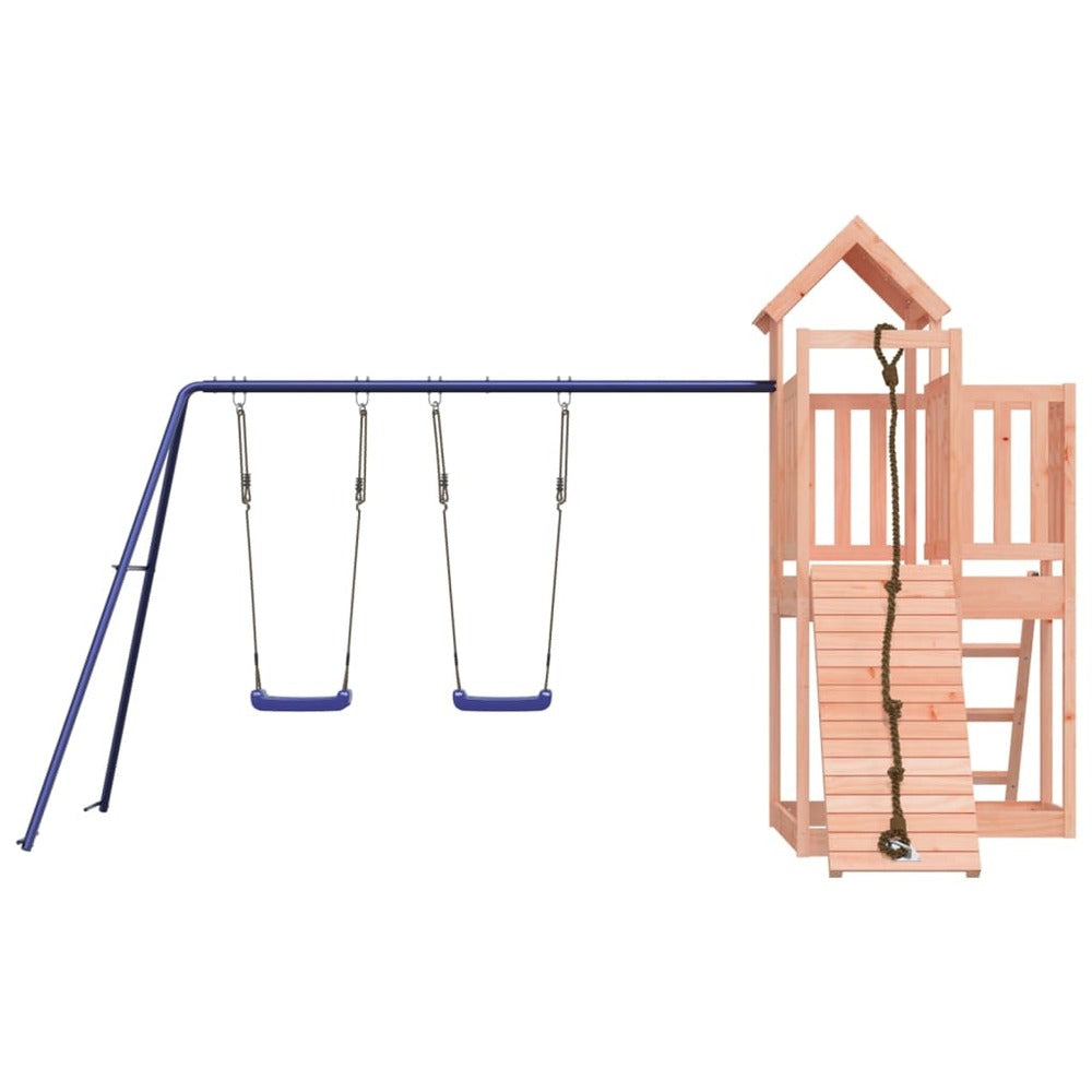 VIDAXL Maisonnette De Jeu Avec Mur D'escalade Balançoires Bois Massif