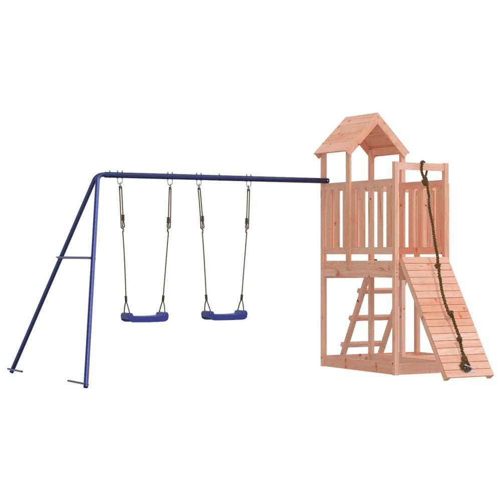 VIDAXL Maisonnette De Jeu Avec Mur D'escalade Balançoires Bois Massif