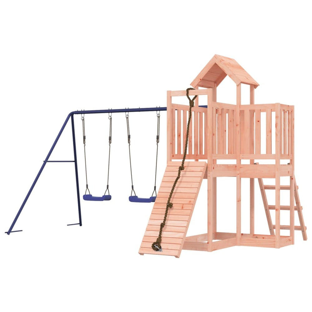 VIDAXL Maisonnette De Jeu Avec Mur D'escalade Balançoires Bois Massif