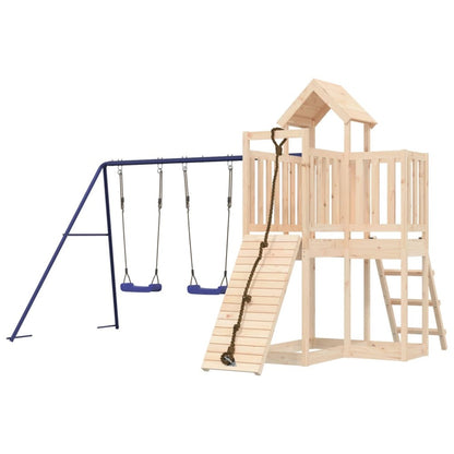 VIDAXL Maisonnette De Jeu Avec Mur D'escalade Balançoires Bois De Pin