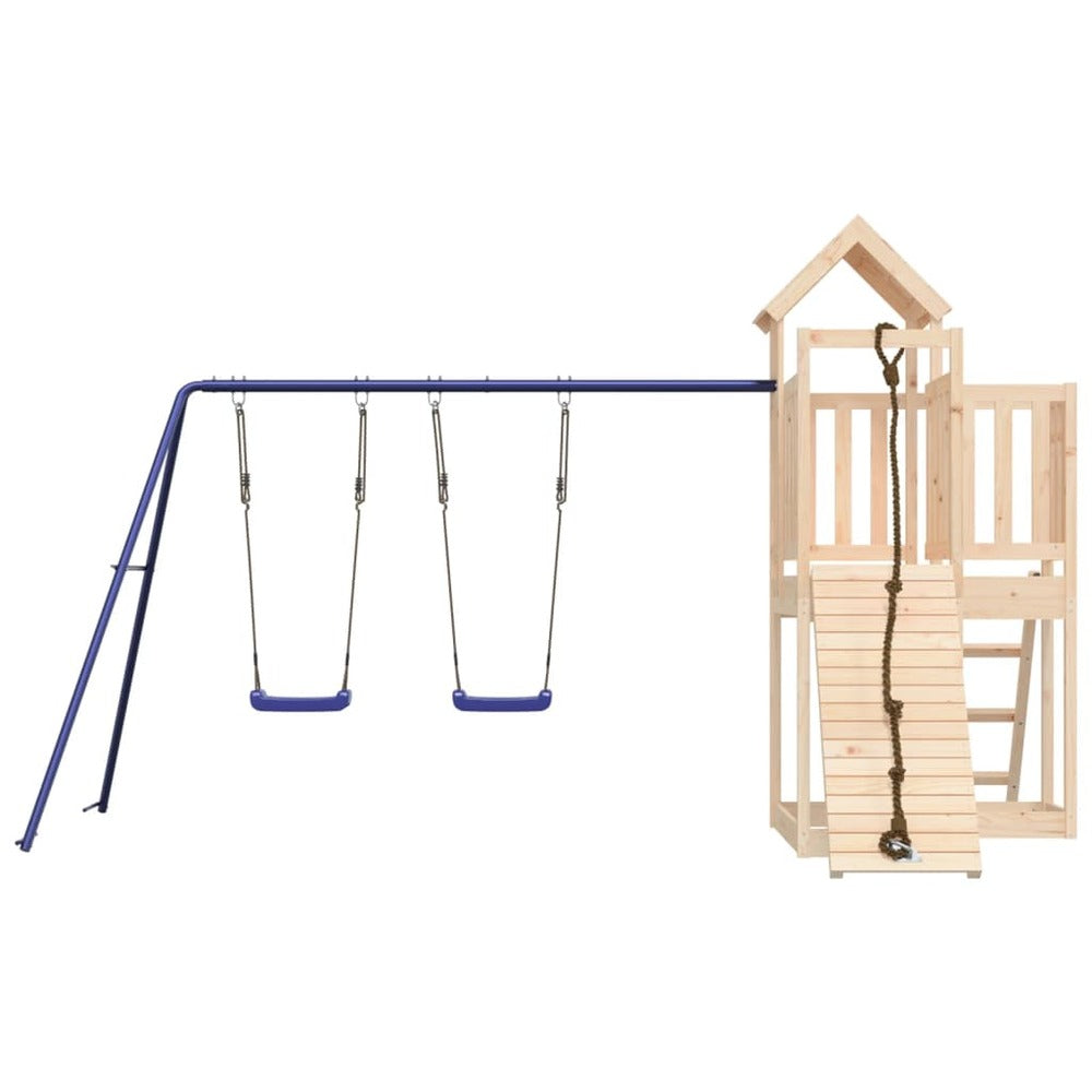 VIDAXL Maisonnette De Jeu Avec Mur D'escalade Balançoires Bois De Pin