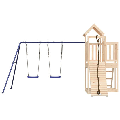 VIDAXL Maisonnette De Jeu Avec Mur D'escalade Balançoires Bois De Pin