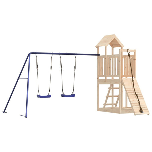 VIDAXL Maisonnette De Jeu Avec Mur D'escalade Balançoires Bois De Pin