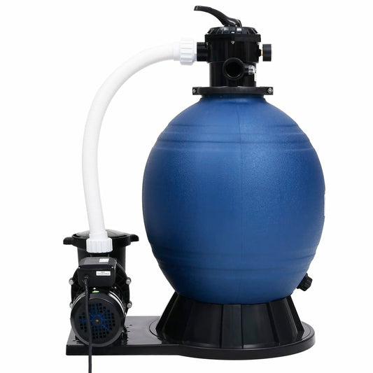 VIDAXL Filtre à Sable Avec Vanne 7 Voies Et Pompe 1000 W Bleu Et Noir