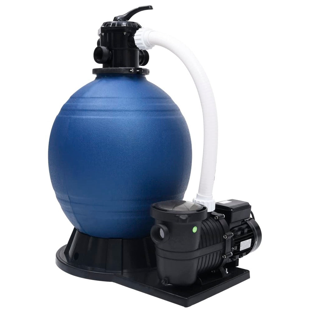 VIDAXL Filtre à Sable Avec Vanne 7 Voies Et Pompe 1000 W Bleu Et Noir