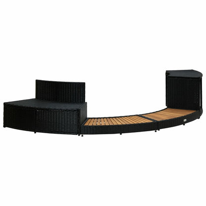 VIDAXL Contour Pour Spa Noir Poly Rotin Et Bois D'acacia Massif