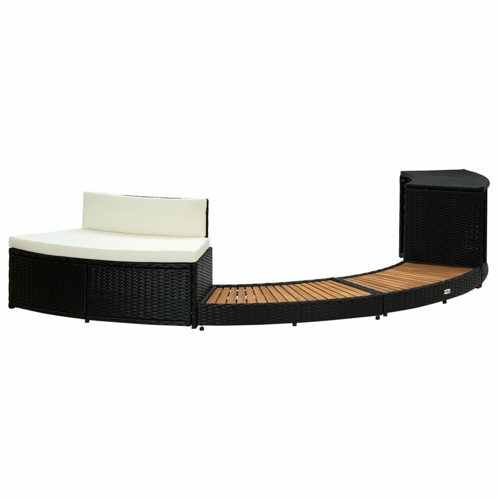 VIDAXL Contour Pour Spa Noir Poly Rotin Et Bois D'acacia Massif
