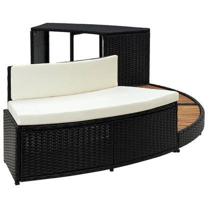 VIDAXL Contour Pour Spa Noir Poly Rotin Et Bois D'acacia Massif