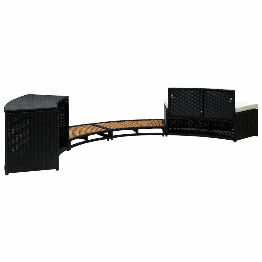 VIDAXL Contour Pour Spa Noir Poly Rotin Et Bois D'acacia Massif
