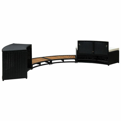 VIDAXL Contour Pour Spa Noir Poly Rotin Et Bois D'acacia Massif
