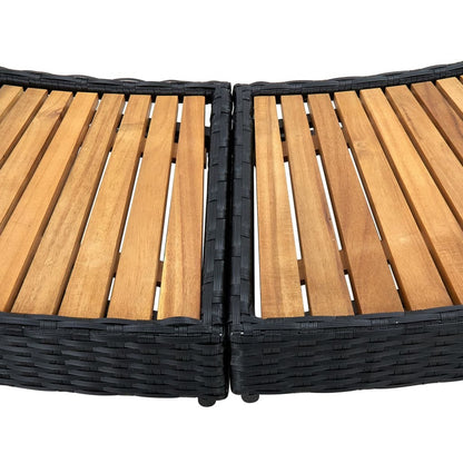 VIDAXL Contour Pour Spa Noir Poly Rotin Et Bois D'acacia Massif