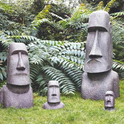  Statue Jardin Moaï 30 Cm - Gris Anthracite 30 Cm