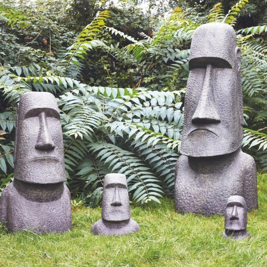  Statue Jardin Moaï (grand Format) - Gris Anthracite 100 Cm