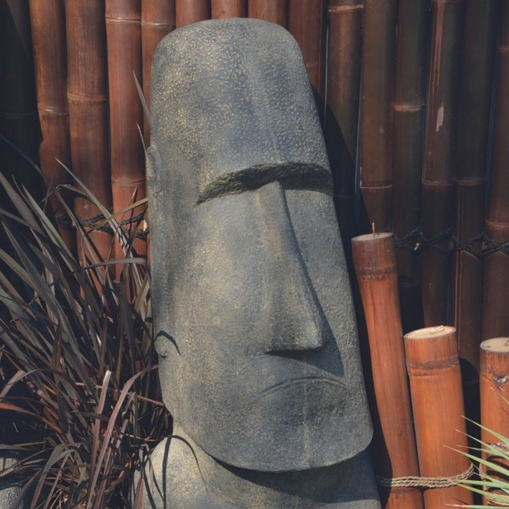  Statue Jardin Moaï (grand Format) - Gris Anthracite 60 Cm