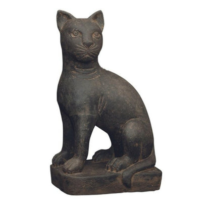  Statue Jardin Chat Assis 45 Cm - Gris Anthracite 45 Cm