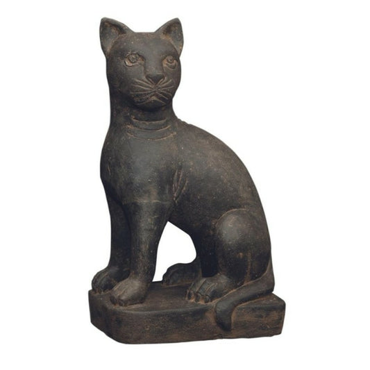  Statue Jardin Chat Assis 45 Cm - Gris Anthracite 45 Cm