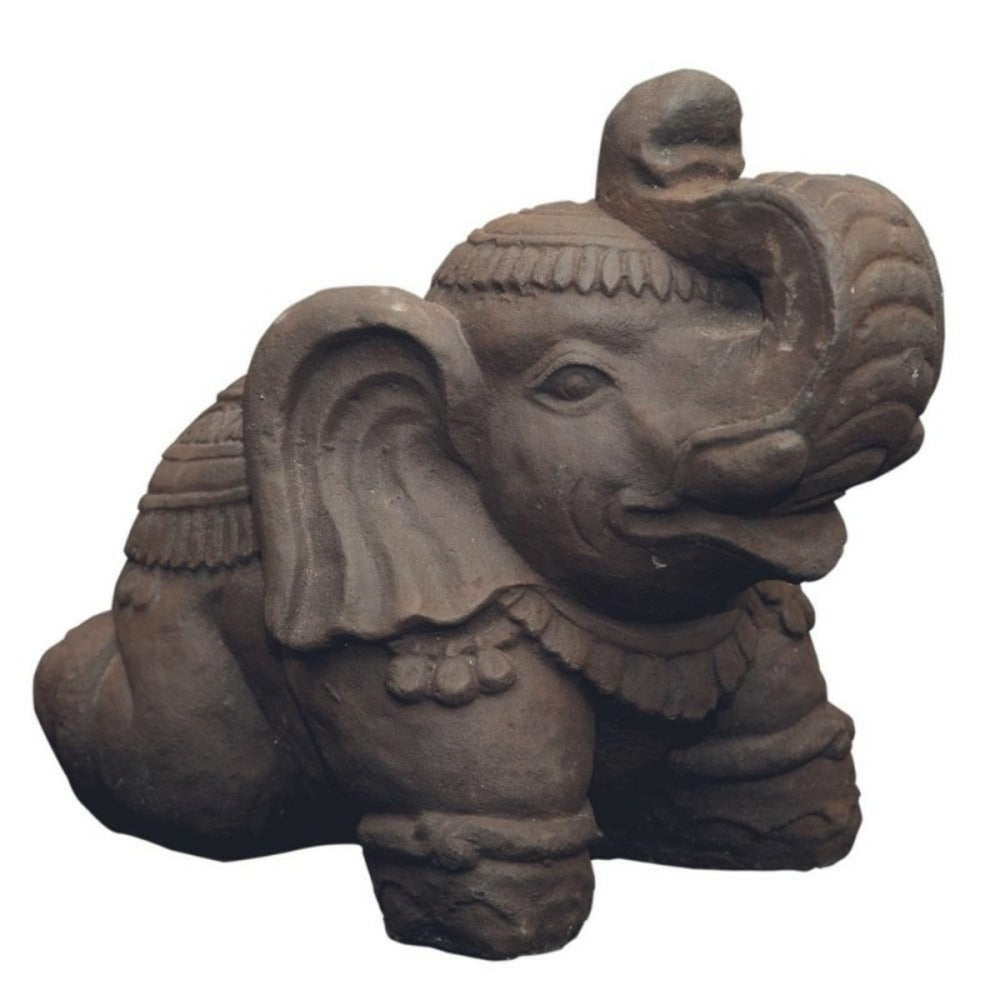  Statuette Jardin éléphant Sacré 30 Cm - Gris Anthracite 30 Cm