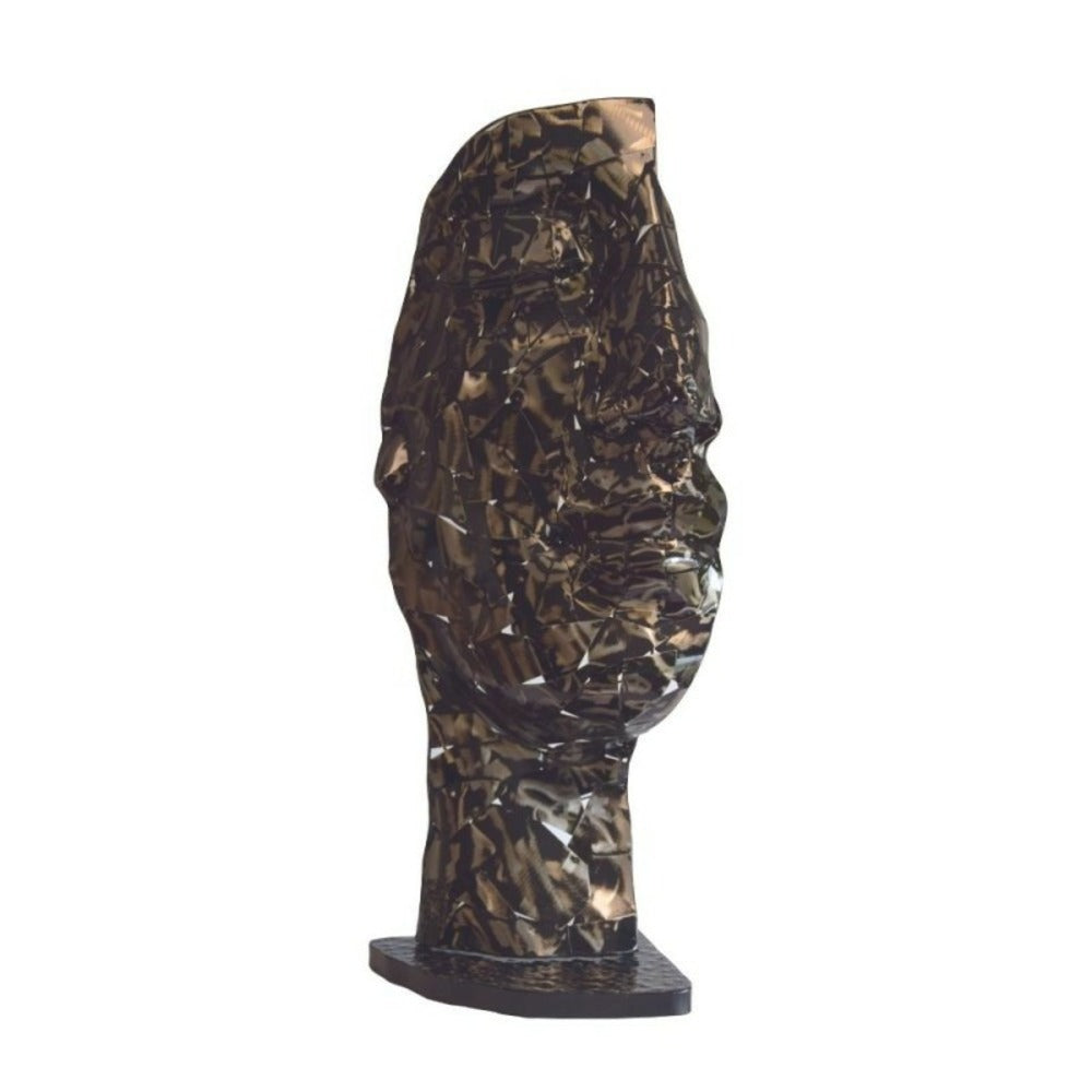  Statue Demi-visage Métal Mosaïque 101 Cm - Gris Anthracite
