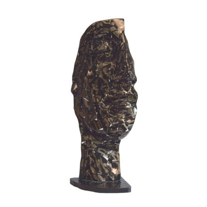  Statue Demi-visage Métal Mosaïque 101 Cm - Gris Anthracite
