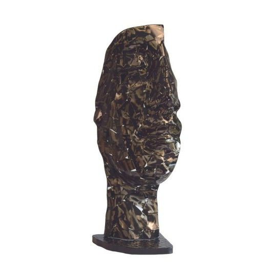  Statue Demi-visage Métal Mosaïque 101 Cm - Gris Anthracite