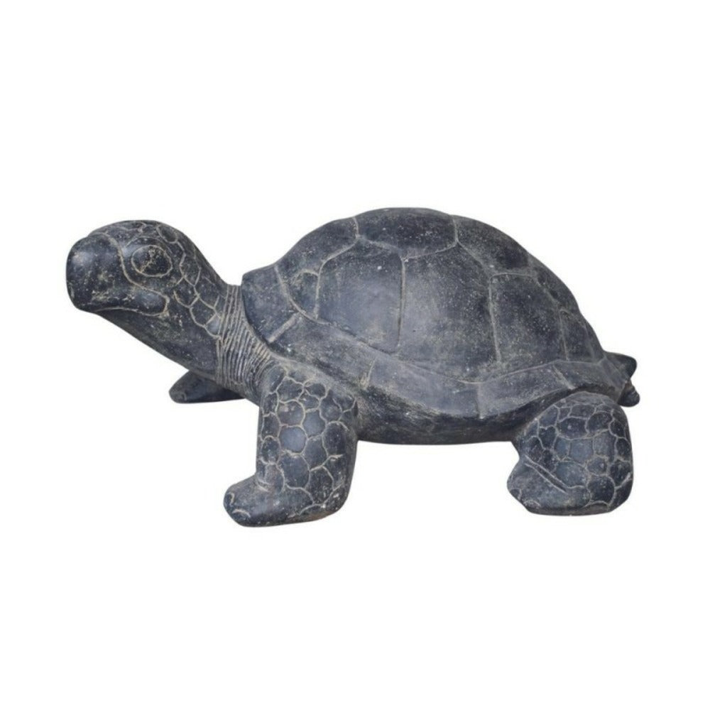  Statue Jardin Tortue L. 62 Cm - Gris Anthracite 25 Cm