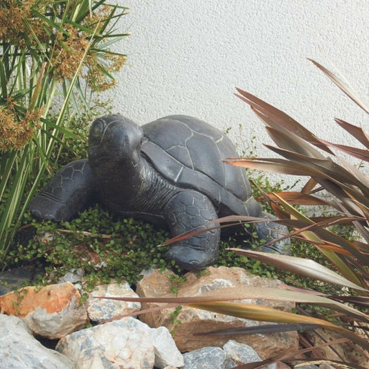  Statue Jardin Tortue L. 62 Cm - Gris Anthracite 25 Cm