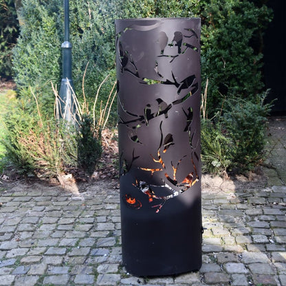 ESSCHERT DESIGN Baril à Feu Birds On Twig Acier Au Carbone Noir Ff409