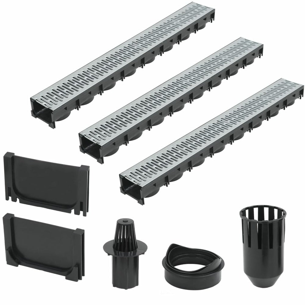 VIDAXL Caniveau De Drainage 3 Pcs Acier Galvanisé 3 M