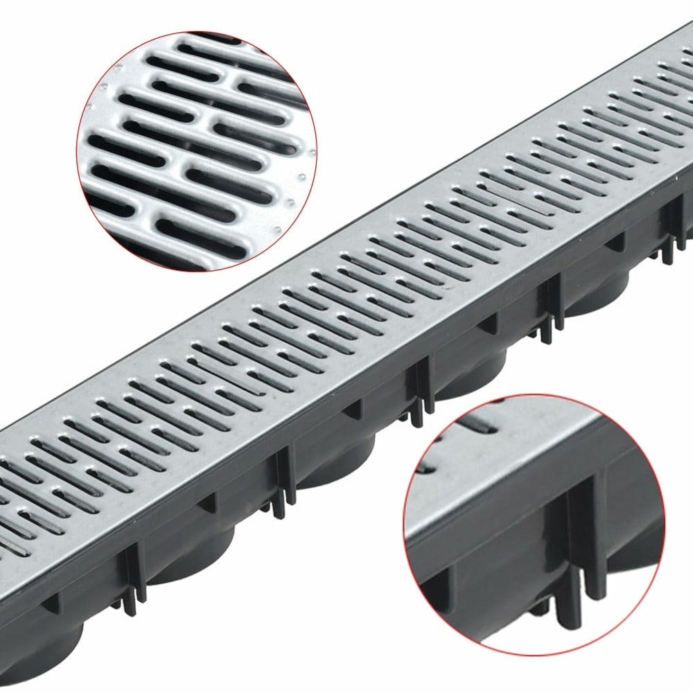VIDAXL Caniveau De Drainage 3 Pcs Acier Galvanisé 3 M