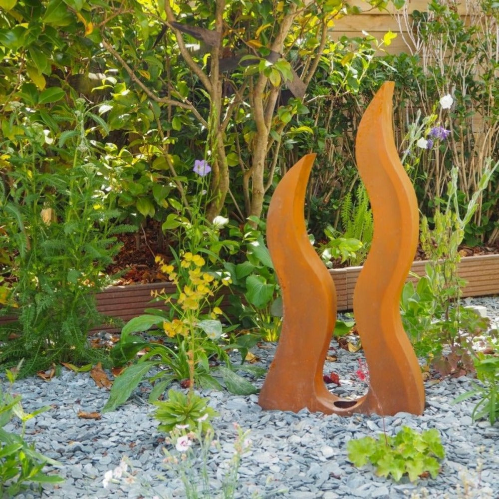  Déco Jardin Flamme Métal Rouillé - Rouille 82 Cm