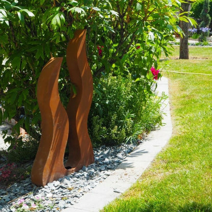  Déco Jardin Flamme Métal Rouillé - Rouille 82 Cm