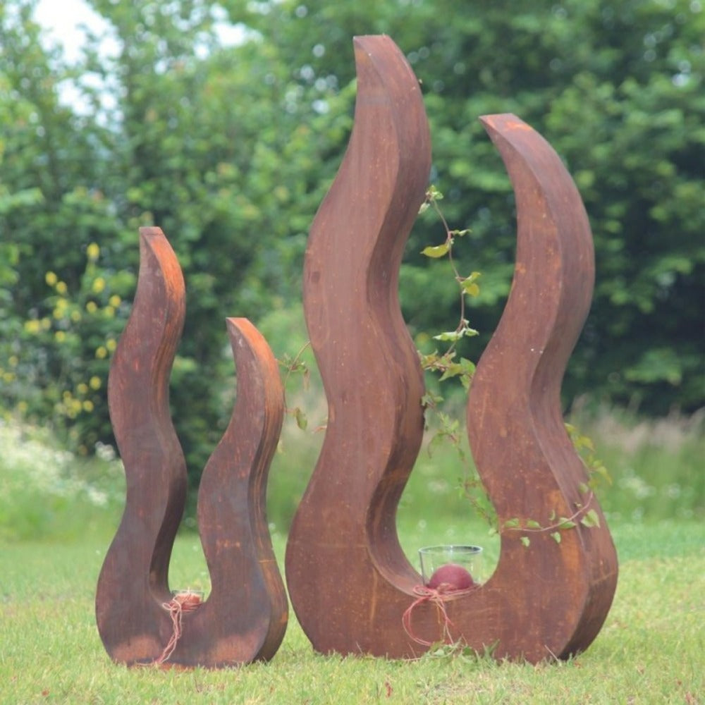  Déco Jardin Flamme Métal Rouillé - Rouille 82 Cm