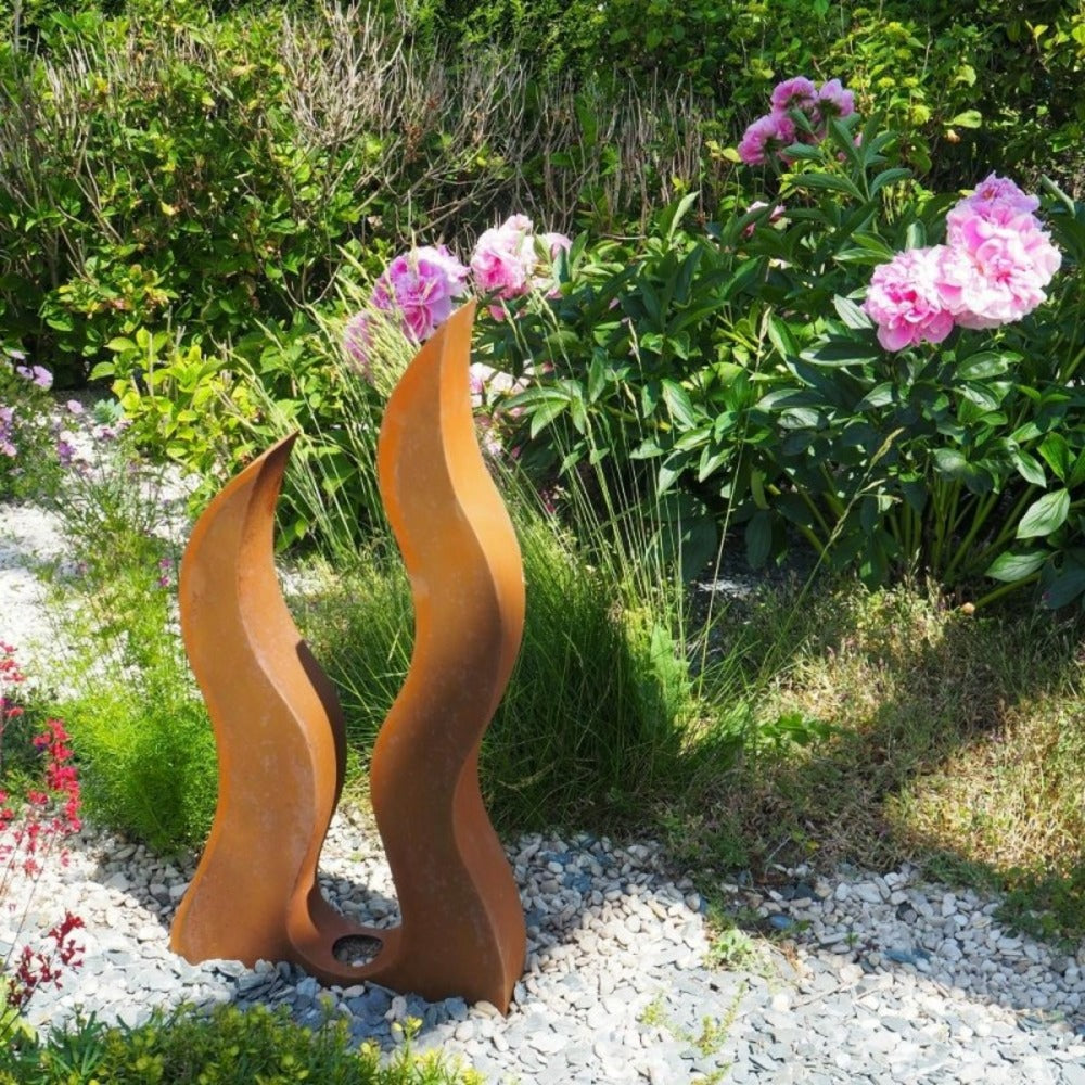  Déco Jardin Flamme Métal Rouillé - Rouille 82 Cm