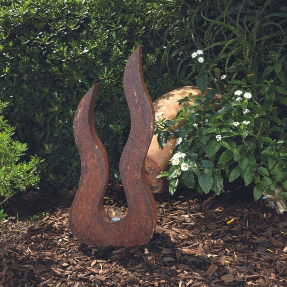  Déco Jardin Flamme Métal Rouillé - Rouille 82 Cm