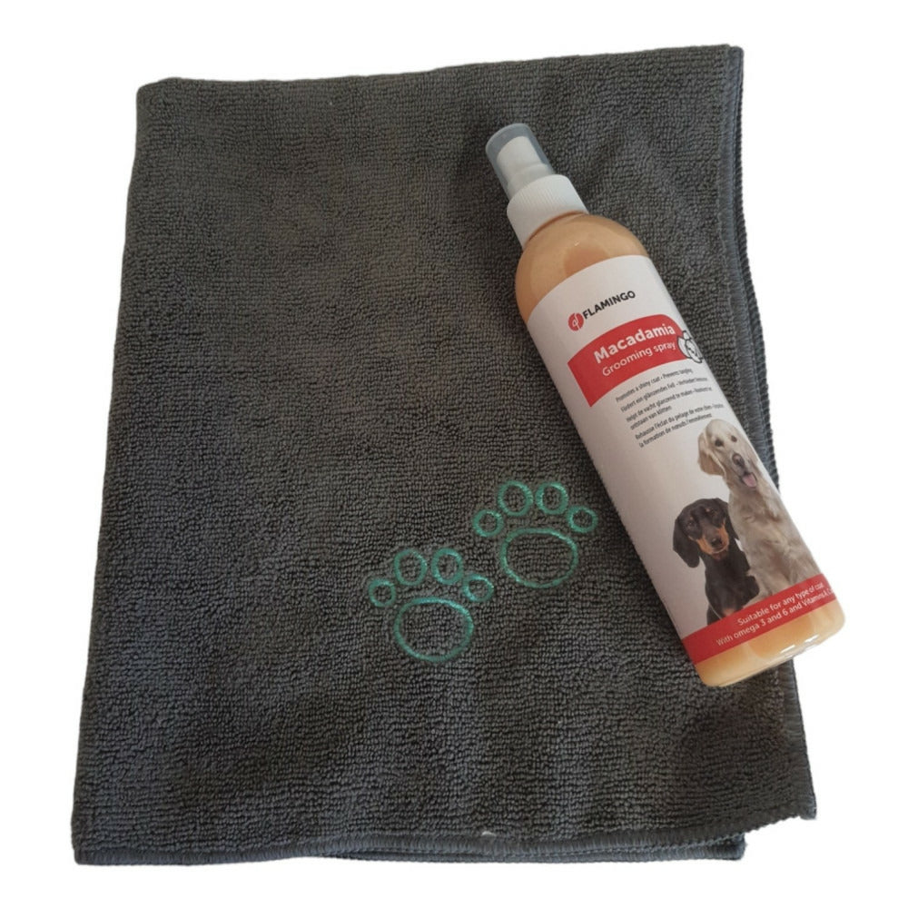  Spray Soin Du Pelage 300 Ml Macadamia Et Serviette Microfibre Pour Chien