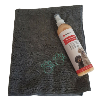  Spray Soin Du Pelage 300 Ml Macadamia Et Serviette Microfibre Pour Chien