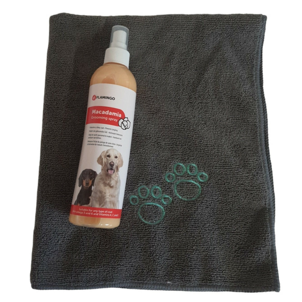  Spray Soin Du Pelage 300 Ml Macadamia Et Serviette Microfibre Pour Chien