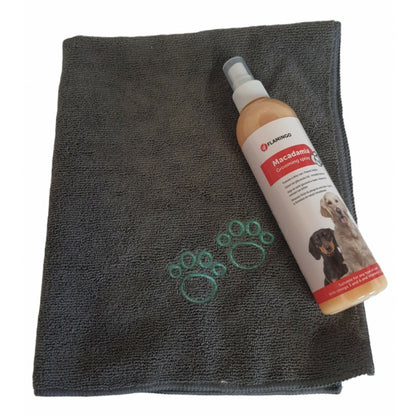  Spray Soin Du Pelage 300 Ml Macadamia Et Serviette Microfibre Pour Chien
