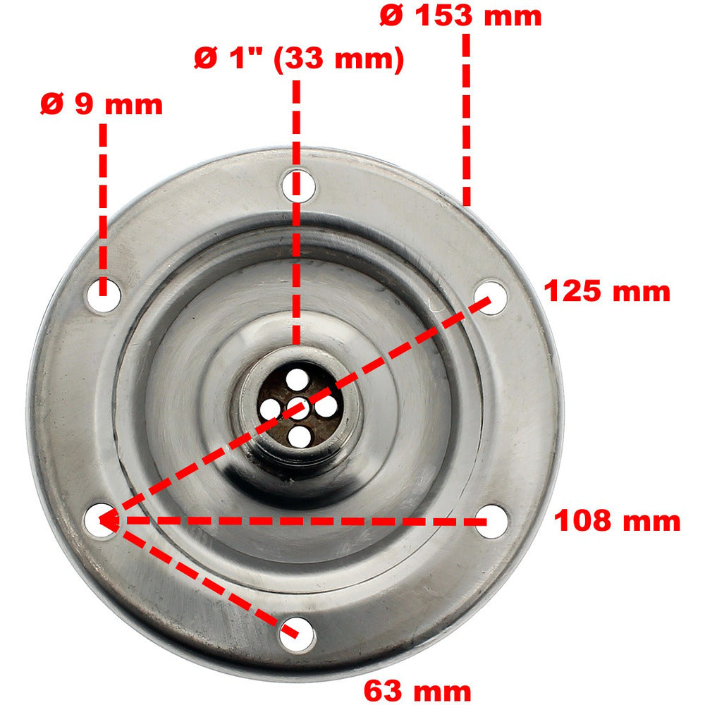  Bride 1' (33 Mm) En Inox Pour Réservoir à Pression Et Surpresseur 24, 50 Et 100 Litres