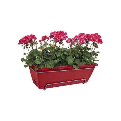 Elho Jardinière Barcelona En Plastique Rouge - 50x28,6x21,4 Cm