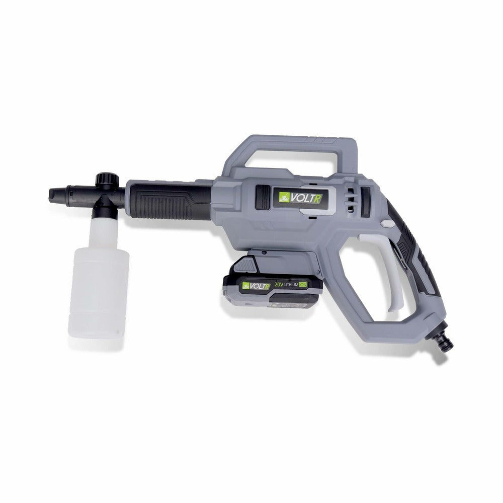 Voltr – Nettoyeur Haute Pression 25 Bars à Batterie 20v – Kit Complet D’accessoires Brosse. Buse à Jet Variable. Réservoir