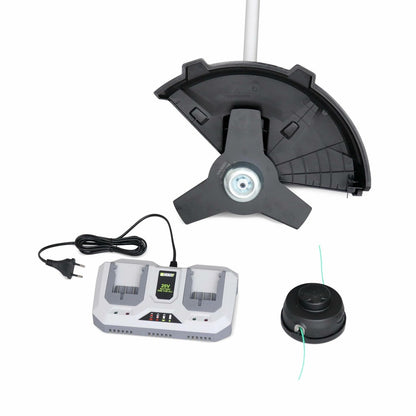  Voltr 36v – Débroussailleuse ø38cm Sans Fil – Avec 2 Batteries Litihium 2.0ah + Double Chargeur Charge Rapide. 1 Bobine Double Fil