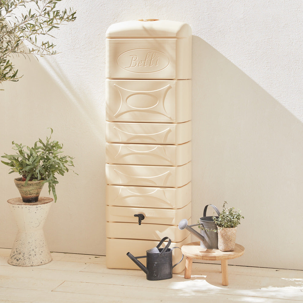  Récupérateur D'eau Mural Chastang 300l Beige Avec Kit Raccord Chéneau Inclus