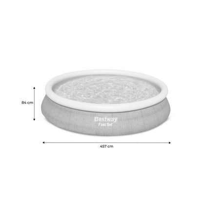  Piscine Gonflable Hors Sol - Onega - Grise. Ronde ø457x84cm Avec Filtre à Cartouche Et Kit De Réparation Liner Inclus