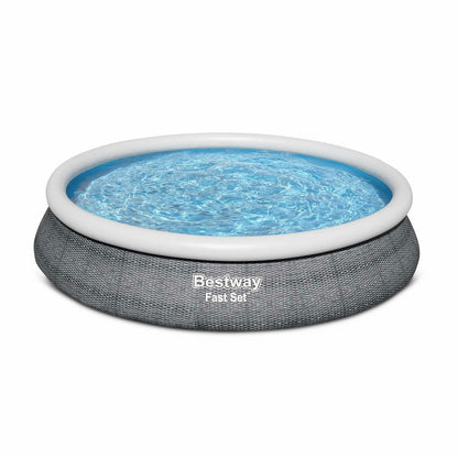  Piscine Gonflable Hors Sol - Onega - Grise. Ronde ø457x84cm Avec Filtre à Cartouche Et Kit De Réparation Liner Inclus