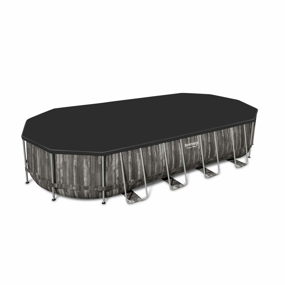  Kit Piscine Géante Complet Bestway – Spinelle – Piscine Ovale Tubulaire 7x3 M Motif Aspect Bois. Pompe De Filtration. Échelle. Bâche