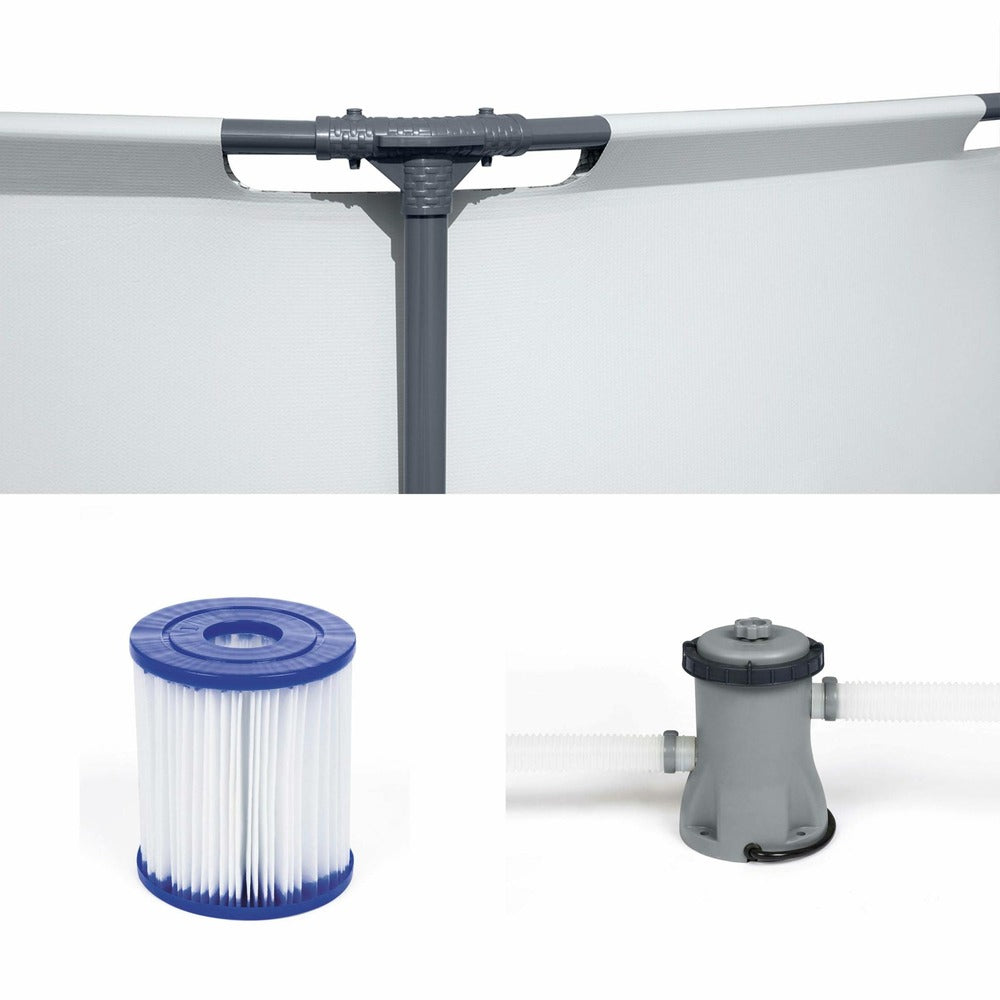 Piscine Tubulaire Bestway - Opalite Blanche - Piscine Ronde ø3.6m Avec Pompe