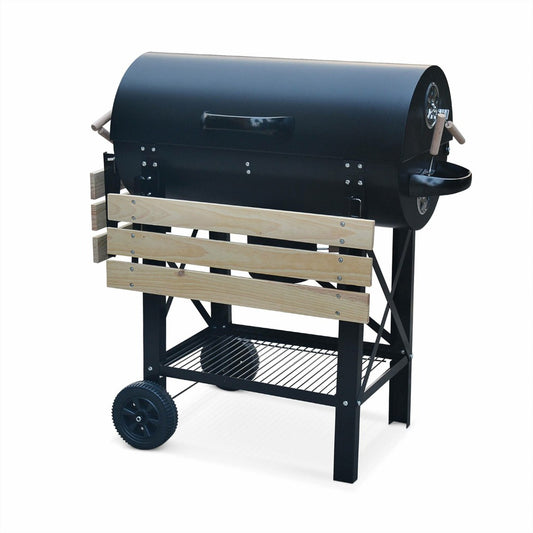  Barbecue Américain Charbon De Bois - Serge Noir - Smoker Américain Avec Aérateurs. Récupérateur De Cendres. Fumoir