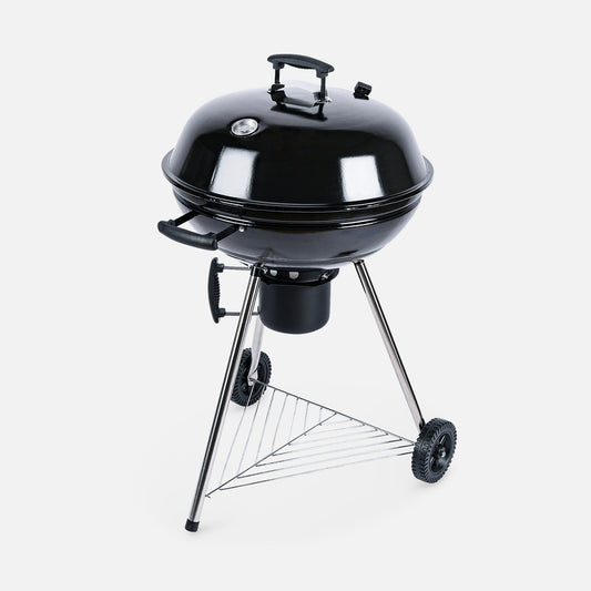  Barbecue Charbon De Bois ø57cm - Georges - Noir émaillé. Barbecue Avec Aérateurs. Émaillé. Fumoir. Récupérateur De Cendres
